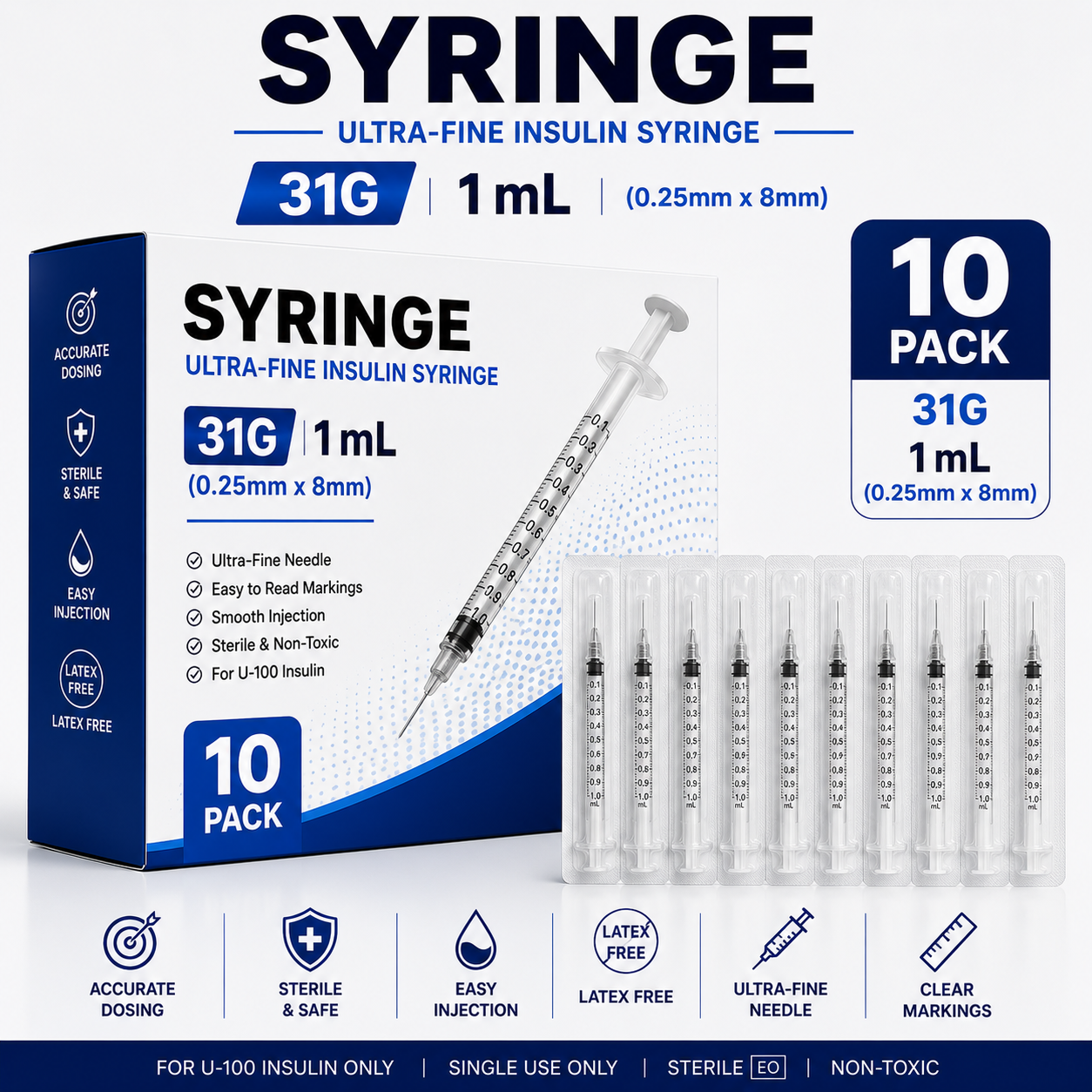 Syringe 31G 1mL (0.25 x 8mm)